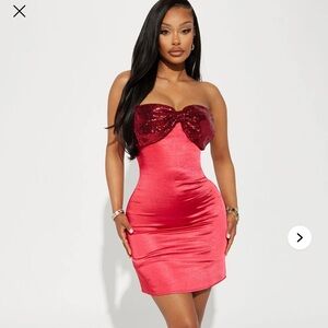Fashion Nova Red Strapless Dress
